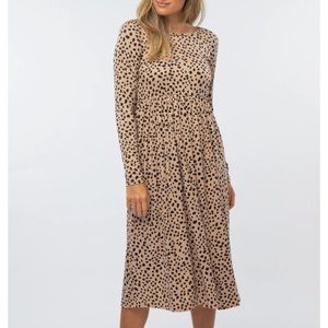 PinkBlush Taupe Abstract Animal Print Midi Dress